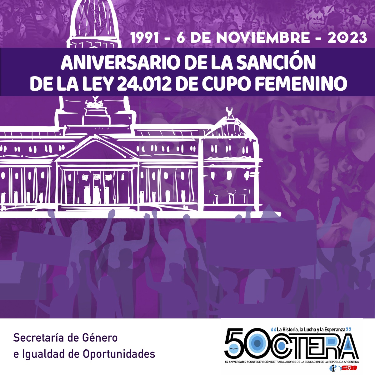 6 DE NOVIEMBRE: SANCIÓN DE LA LEY DE CUPO FEMINO