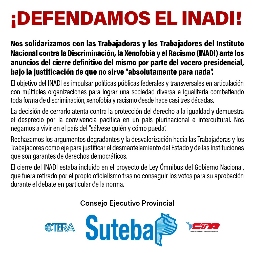 ¡DEFENDAMOS EL INADI!