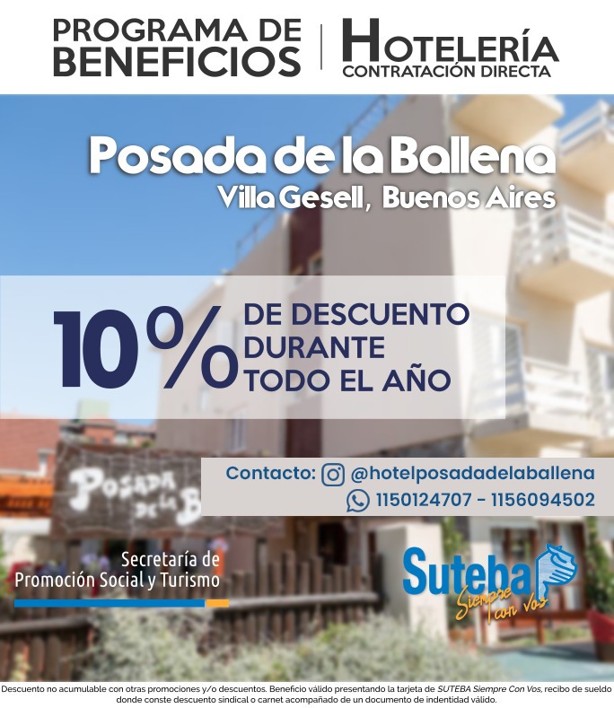 HOTELERÍA - CONTRATACIÓN DIRECTA: POSADA DE LA BALLENA EN VILLA GESELL