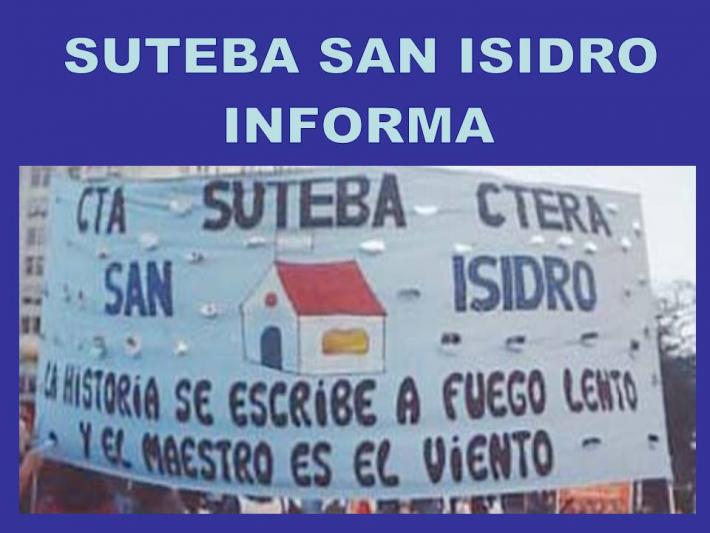  SECRETARÍA DE JUBILACIONES SUTEBA SAN ISIDRO INFORMA