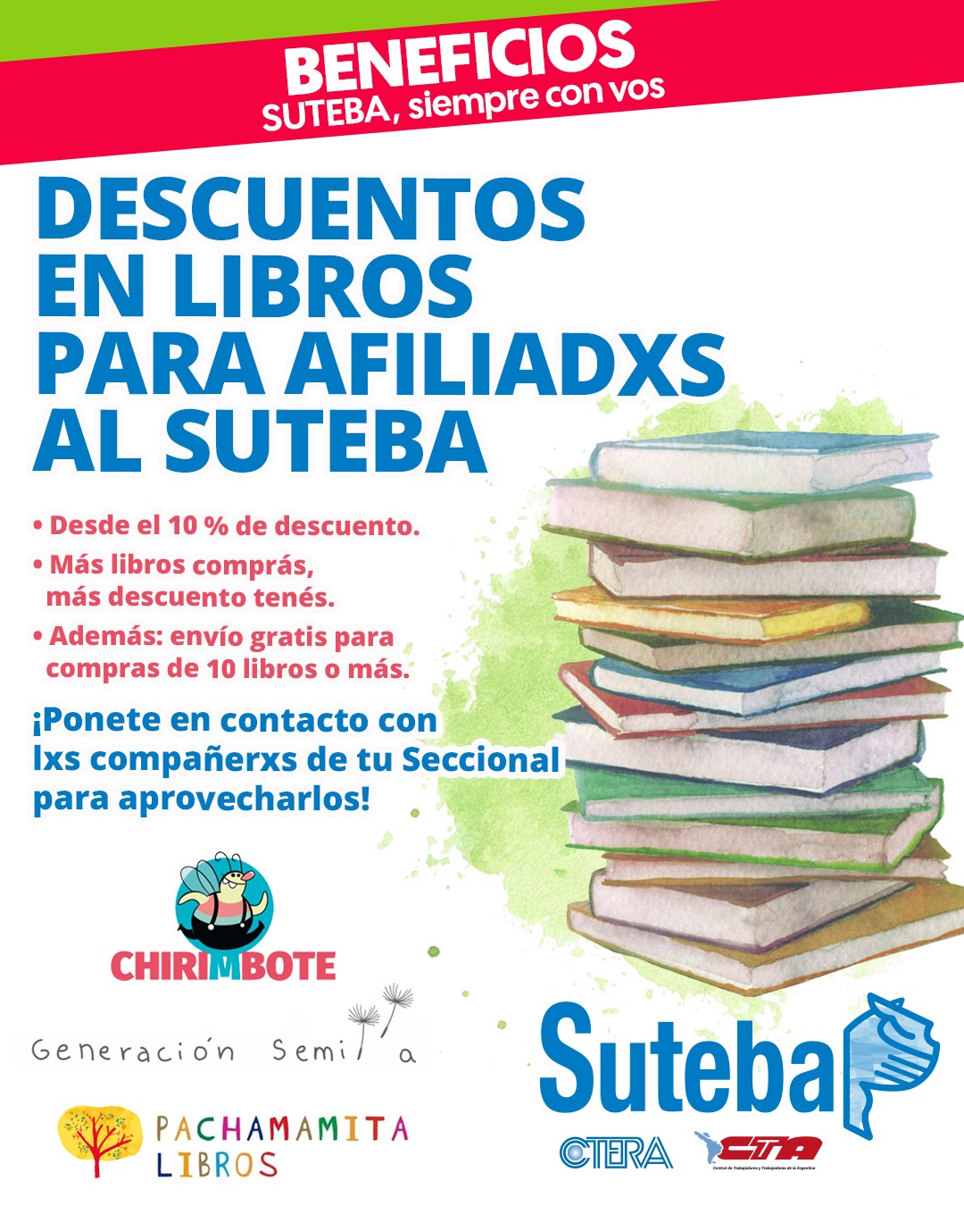 BENEFICIOS: CONVENIOS DEL SUTEBA CON EDITORIALES