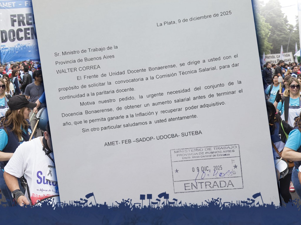 EL FUDB SOLICITÓ LA URGENTE APERTURA DE LA PARITARIA SALARIAL DOCENTE