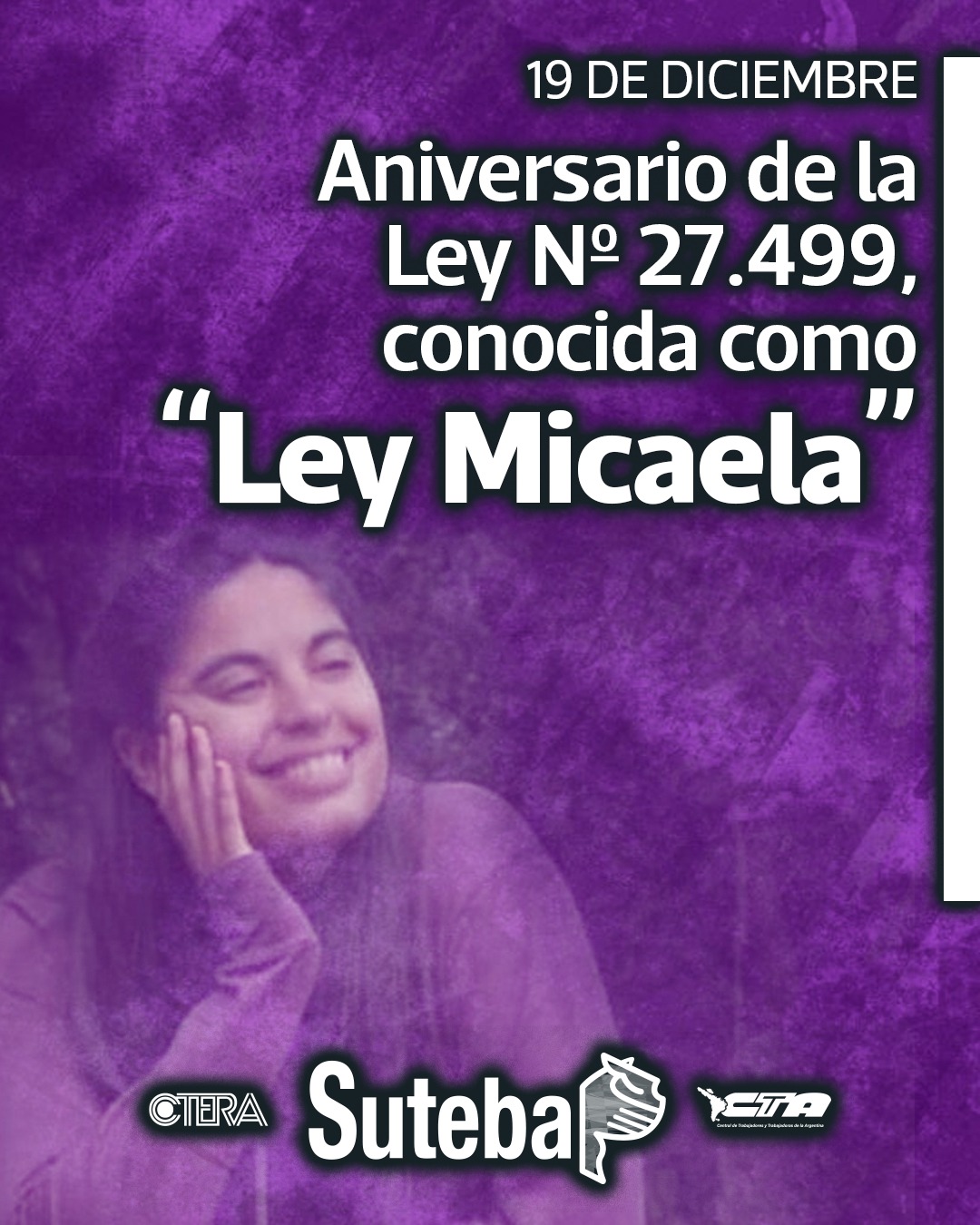 19 DE DICIEMBRE: ANIVERSARIO DE LA SANCIÓN DE LA LEY Nº 27.499 (LEY MICAELA)