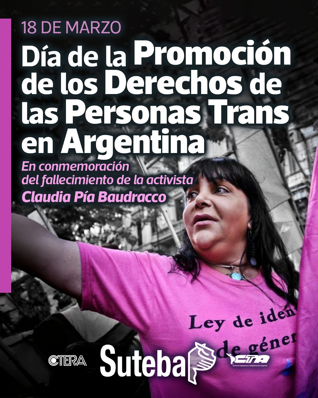 18 DE MARZO: DÍA DE LA PROMOCIÓN DE LOS DERECHOS DE LAS PERSONAS TRANS