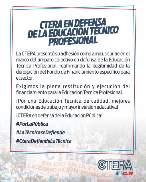 CTERA EN DEFENSA DE LA EDUCACIÓN TÉCNICO PROFESIONAL