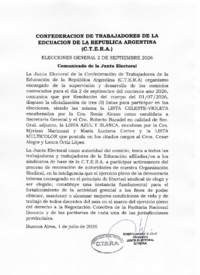 Comunicado elecciones CTERA
