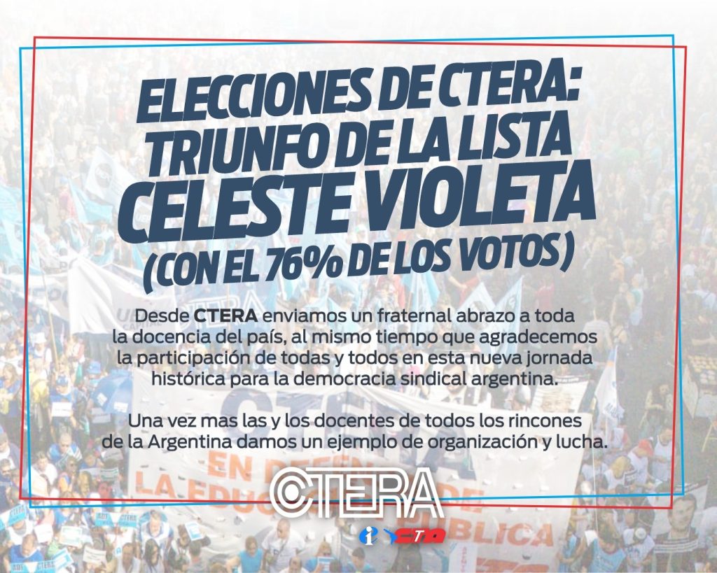 CONTUNDENTE TRIUNFO DE LA LISTA CELESTE VIOLETA EN CTERA