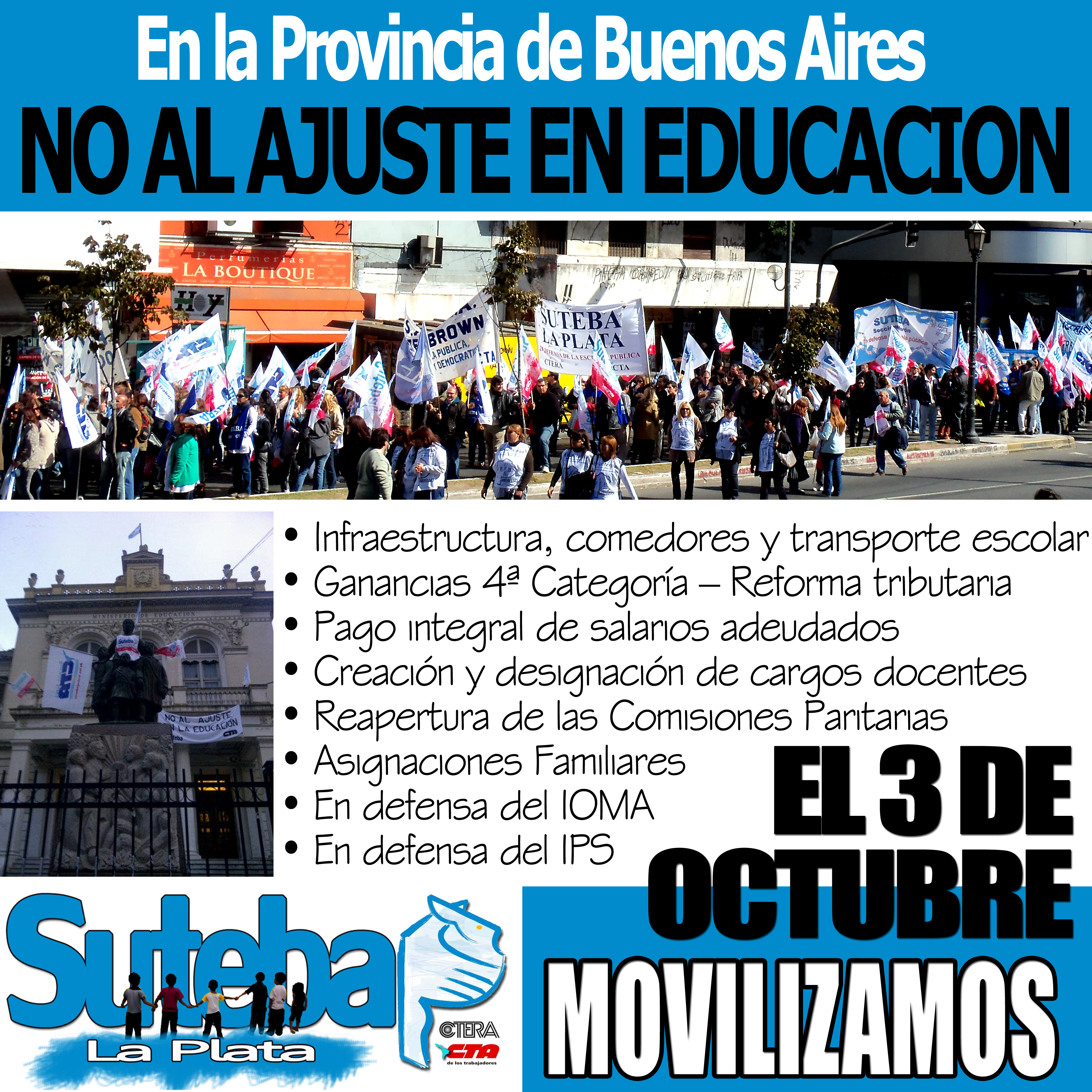 NO AL AJUSTE EN EDUCACIÓN: EL 3 DE OCTUBRE MOVILIZAMOS