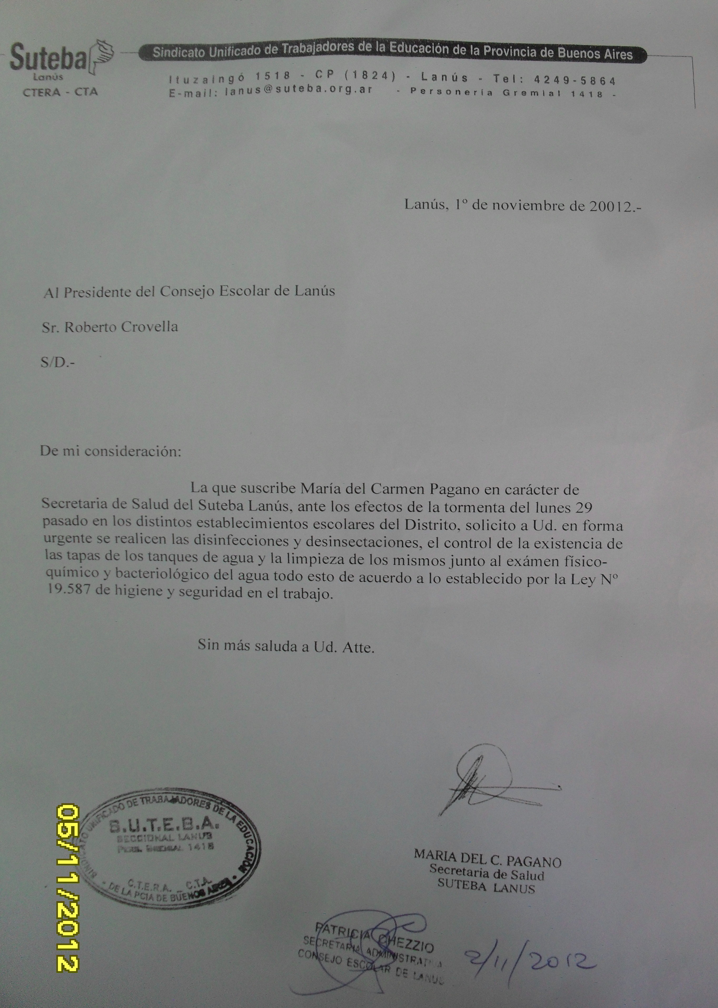 SEC. SALUD: PRESENTACIÓN ANTE EL CONSEJO ESCOLAR LUEGO DEL TEMPORAL 