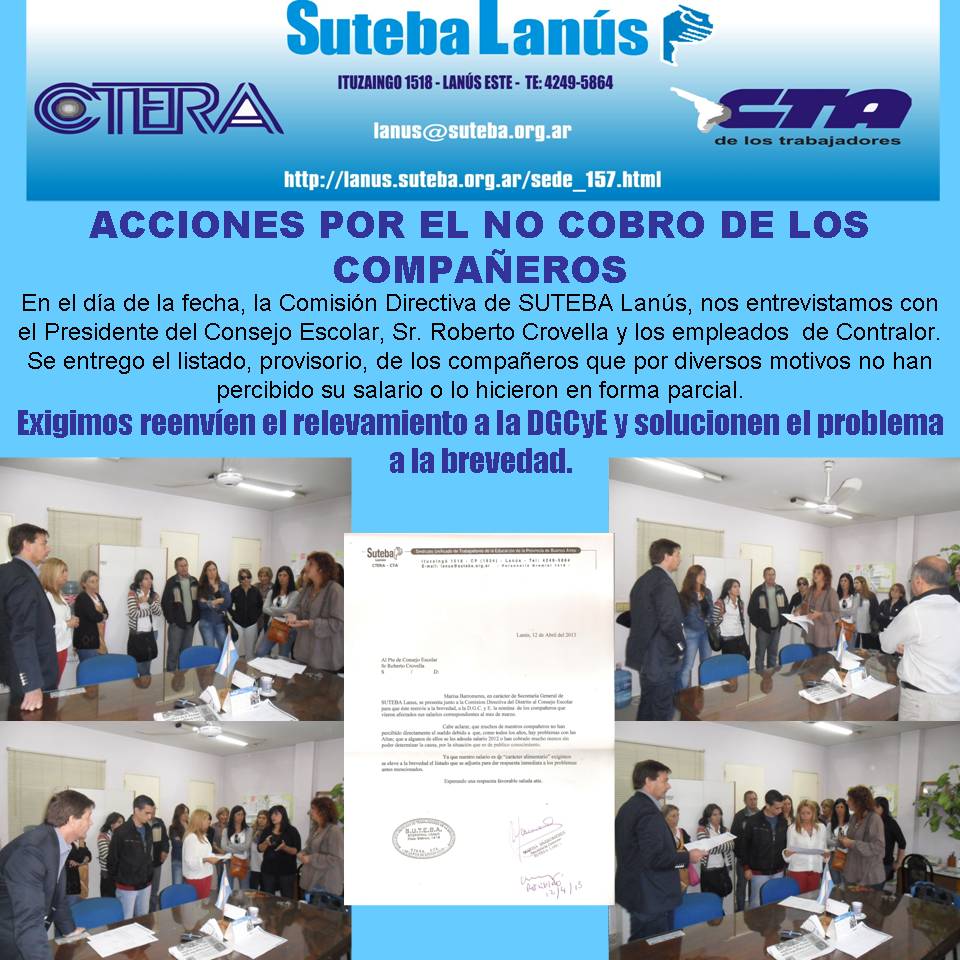 ACCIONES POR EL NO COBRO DE LOS COMPAÑEROS