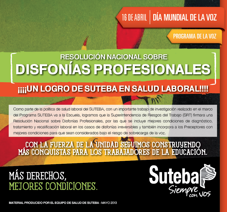 UN NUEVO LOGRO: ACORDADA SOBRE DISFONÍAS PROFESIONALES