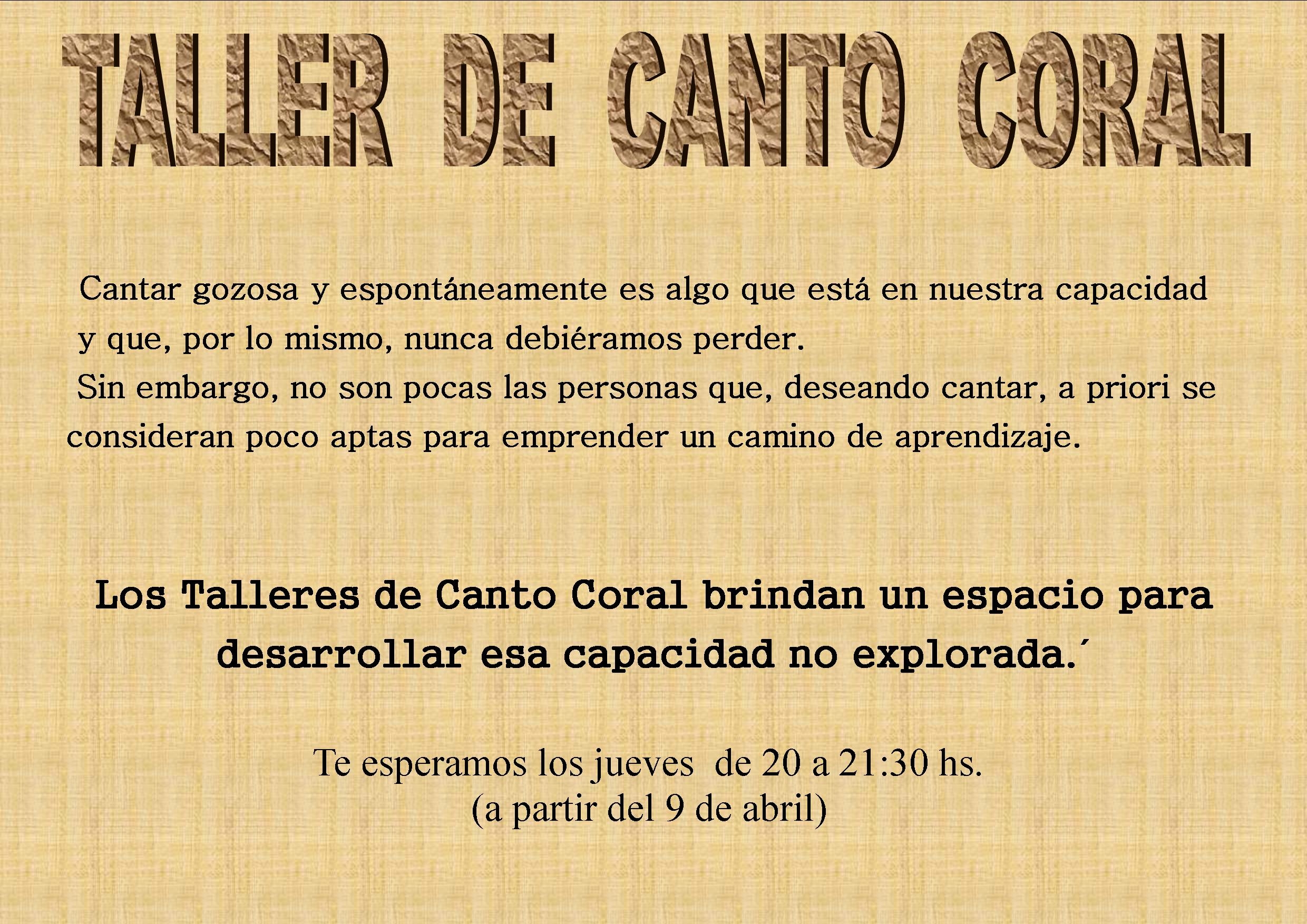 TALLER DE CANTO CORAL