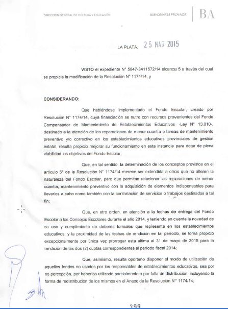 ADJUNTAMOS RESOLUCION  MODIFICATORIA DEL FONDO ESCOLAR PROVINCIAL.