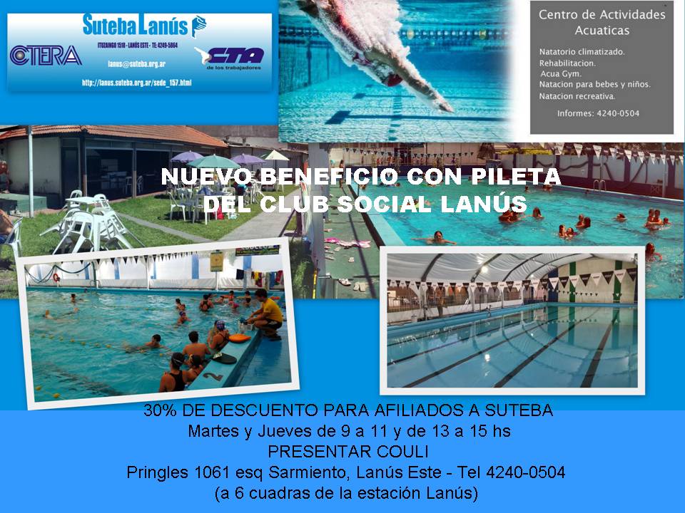 NUEVO BENEFICIO CON PILETA CLUB SOCIAL LANÚS