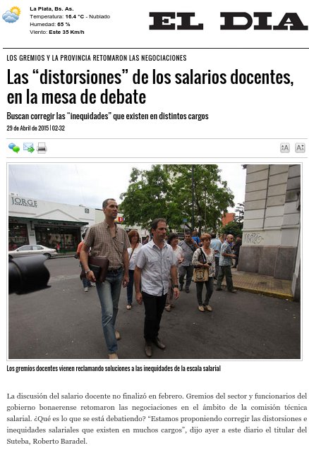 NOTA DIARIO EL DÍA:LAS "DISTORSIONES" DE LOS SALARIOS DOCENTES, EN LA MESA DE DEBATE