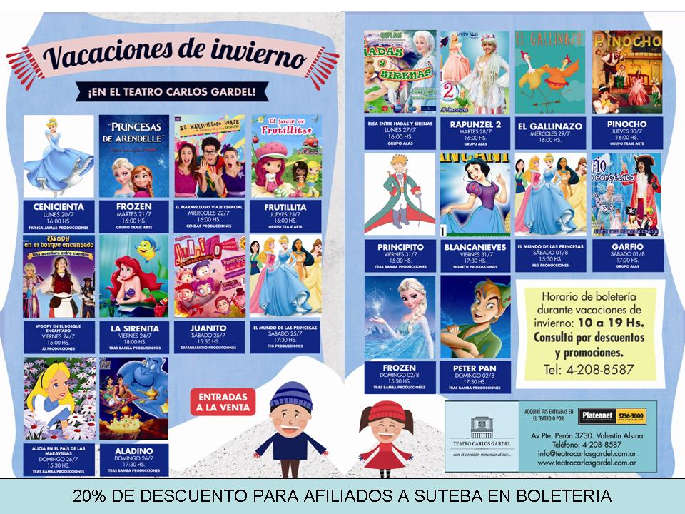 BENEFICIO SUTEBA CON TEATRO CARLOS GARDEL