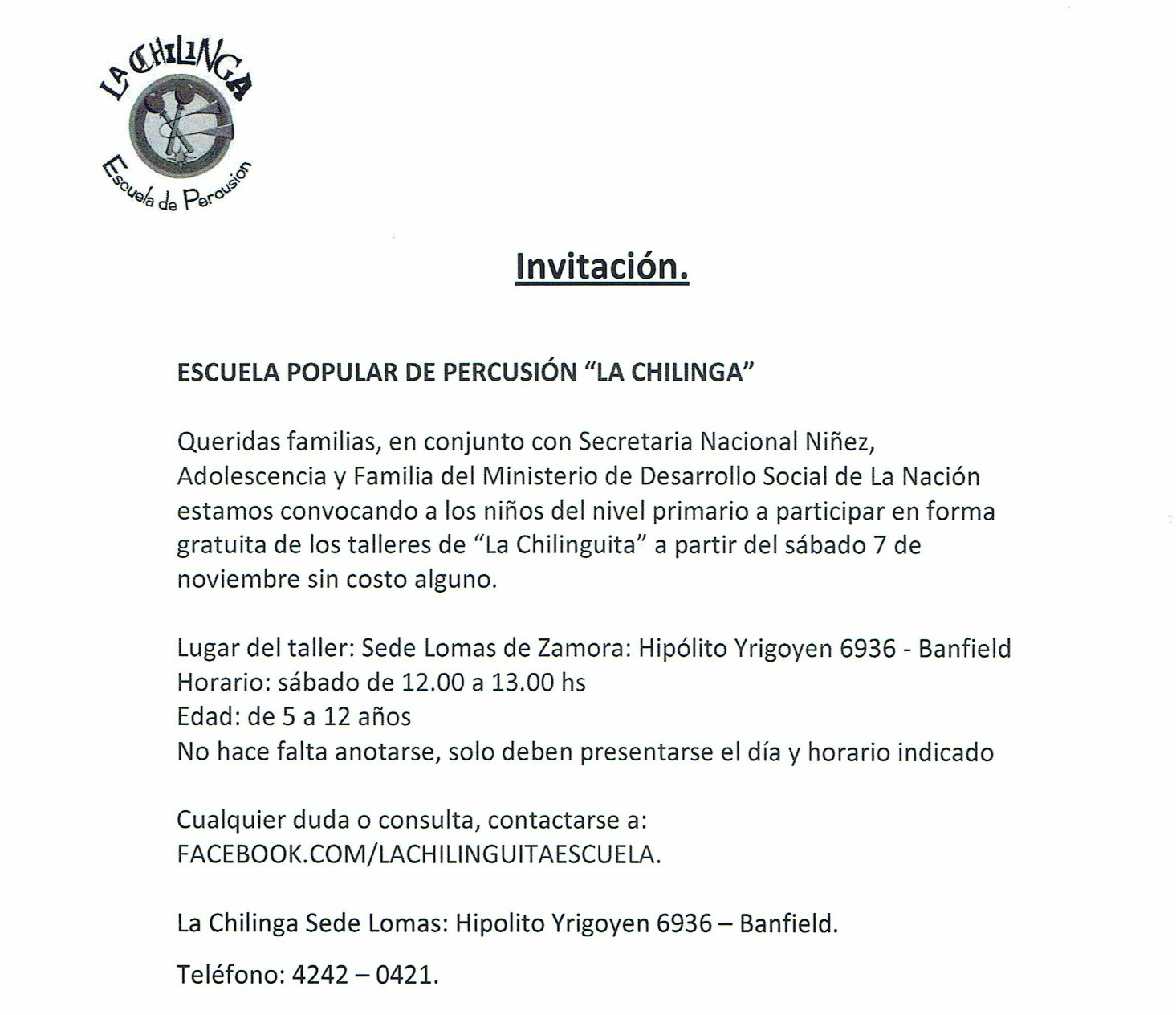 SOCIALIZAMOS LA SIGUIENTE INVITACIÓN: