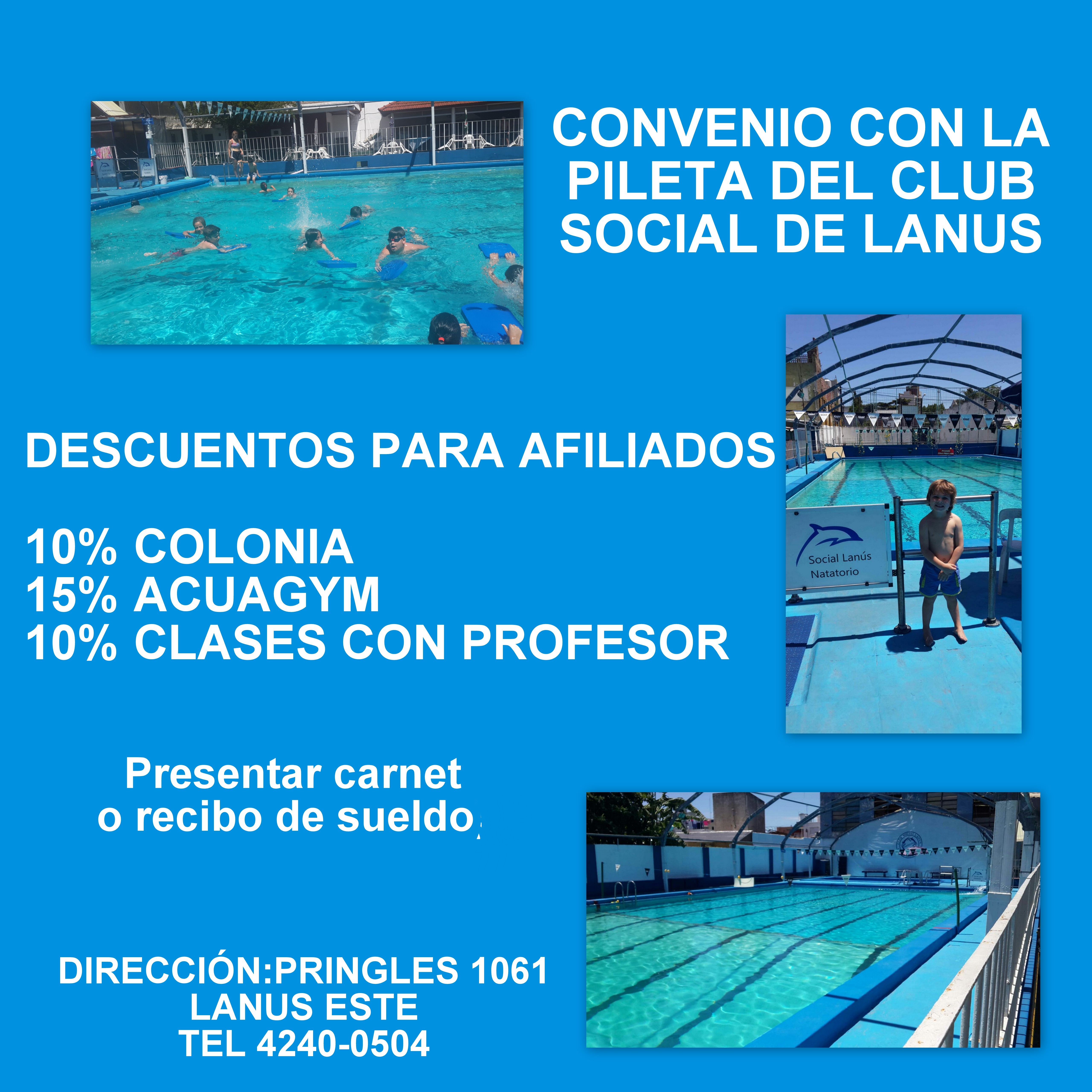 VERANO: CONVENIO PILETA CLUB SOCIAL