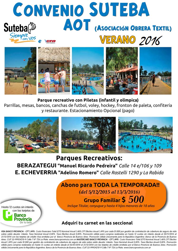 PILETA: CONVENIO SUTEBA AOT