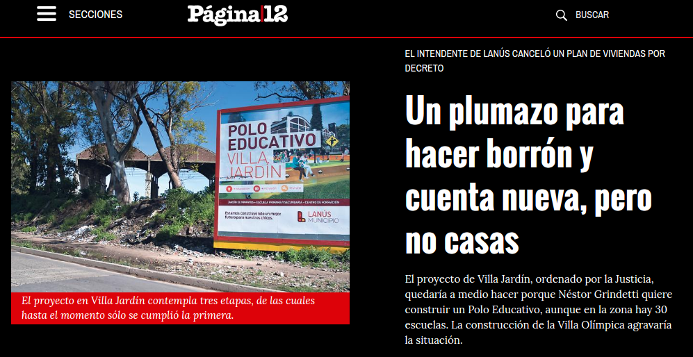 PÁGINA|12: "UN PLUMAZO PARA HACER BORRÓN Y CUENTA NUEVA"