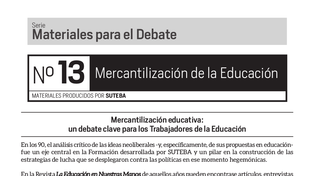 LA EDUCACIÓN NO ES UN BIEN DE MERCADO