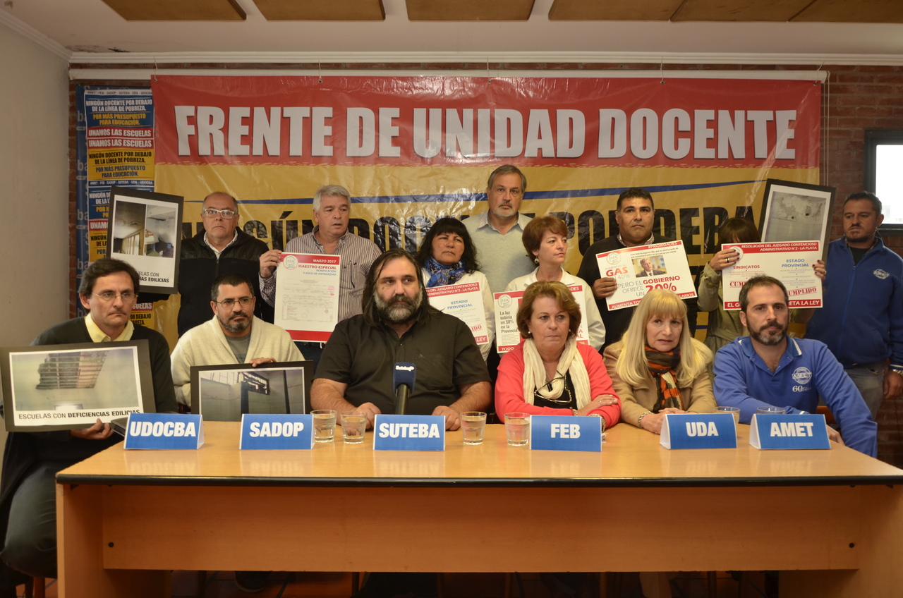 EL FRENTE DE UNIDAD DOCENTE BONARENSE ANUNCIÓ JORNADA DE PROTESTA PARA EL VIERNES 12 DE MAYO