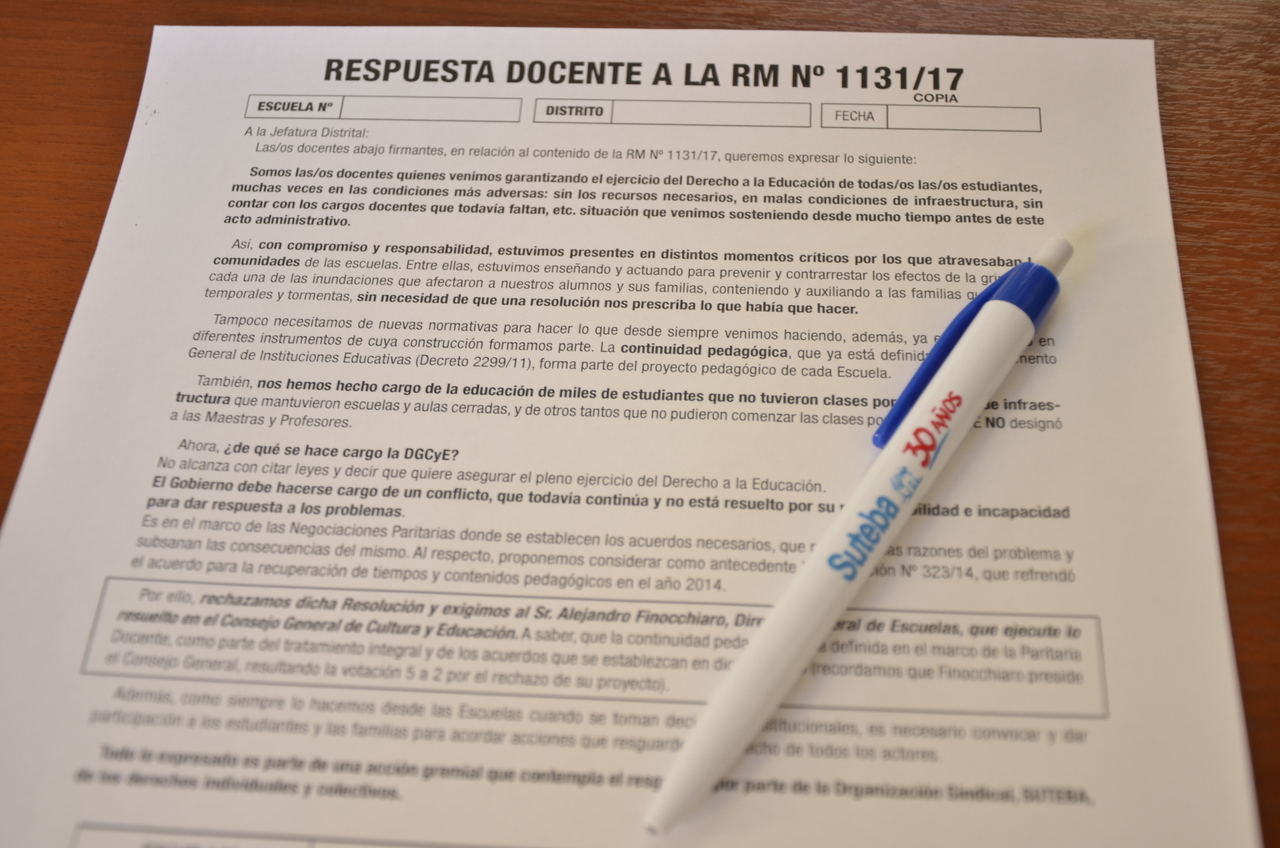 FIRMÁ POR EL RECHAZO ROTUNDO DE LA RESOLUCIÓN N.º 1131/17