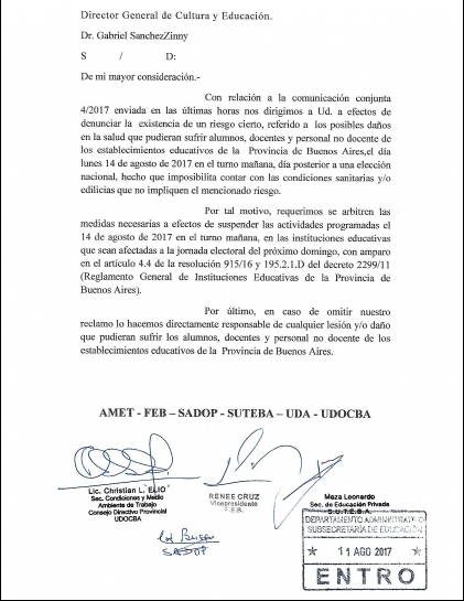 NO CORRAMOS RIESGOS SIN CONDICIONES NECESARIAS EN LAS ESCUELAS