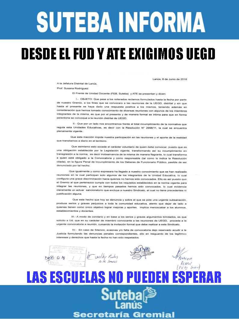 DESDE EL FUD Y ATE EXIGIMOS UEGD