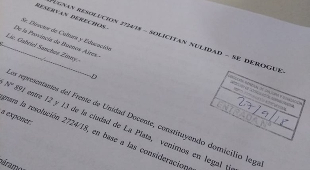 DESDE EL FUDB IMPUGNAMOS DE LA RESOLUCIÓN Nº 2724/18<STRONG><BR /></STRONG>