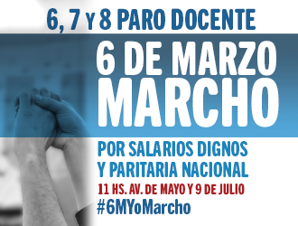 PARO DOCENTE BONAERENSE DE 72 HS: 6, 7 Y 8 DE MARZO