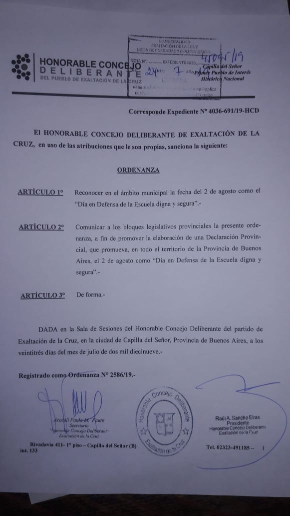 EXALTACIÓN DE LA CRUZ: EL 2 DE AGOSTO ES EL "DÍA EN DEFENSA DE LA ESCUELA PÚBLICA DIGNA Y SEGURA"