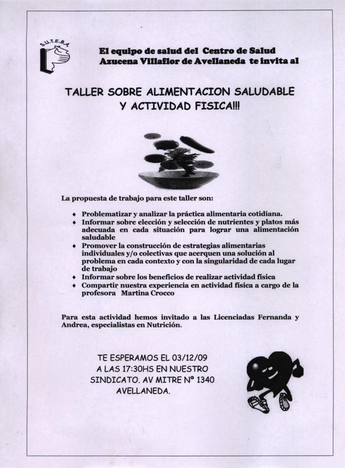 "TALLER SOBRE ALIMENTACION SALUDABLE Y ACTIVIDAD FÍSICA"