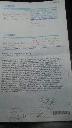 EN CARTA DOCUMENTO AL GOBIERNO DE VIDAL, BARADEL INTIMA AL PAGO INMEDIATO  DE LO DESCONTADO ILEGALMENTE A TODOS LOS DOCENTES BONAERENSES - Suteba